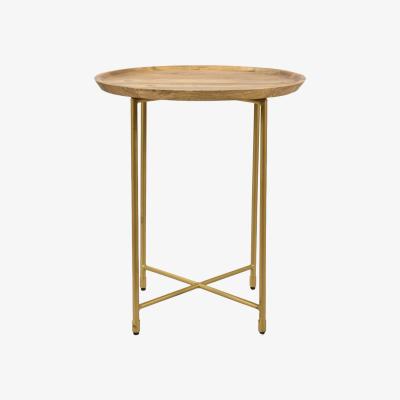 The Range McKelly Round Wood Simple Side Table - Brown Gold
