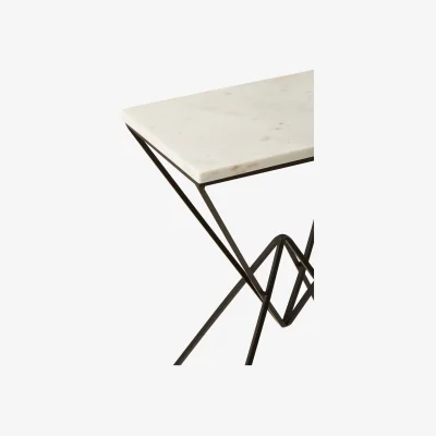 The Range Shalimar Marble top Rectangular Side Table - White