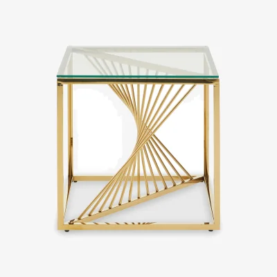 The Range Amella End Table With Gold Finish Frame - Gold