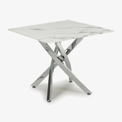 The Range Astoria Square White End Table - White / Chrome Leg