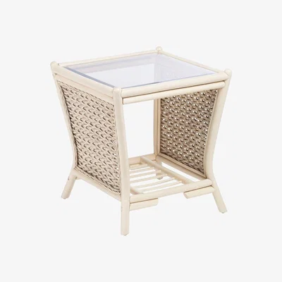 The Range Harlow Cane Side Table Natural Wash - Ivory