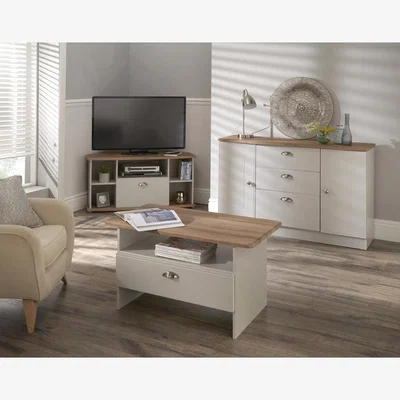 The Range Victoria Bottom Drawer Lamp Table - Grey Matt with Riviera Oak Top