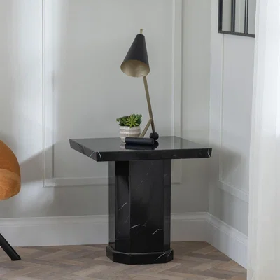 The Range Turin Black Marble Side Table - Black