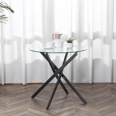 The Range Tempered Glass Top Side Table  - Clear, Black