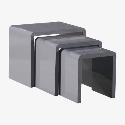 The Range Nest of Tables Set of 3 Grey High Gloss - Grey