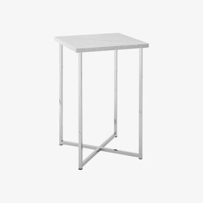 The Range Madison Square Side Table - White Marble & Chrome