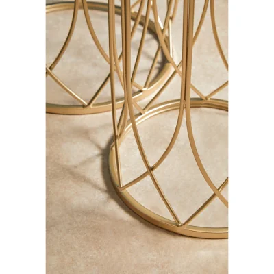 The Range Avantis Set of 2 Mirror Top Champagne Side Tables - Champagne