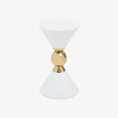 The Range Jaipur White And Gold Finish Side Table - White