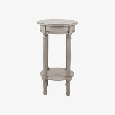 The Range Heritage Pine Wood Round Accent Table - Taupe