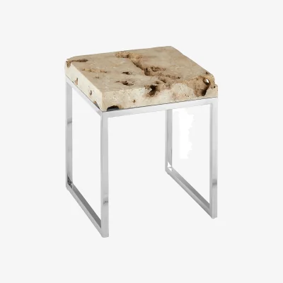The Range Relic Cheese Stone Side Table - Silver
