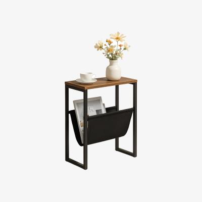 The Range Compact Sofa Side End Table With Storage - Rustic Brown