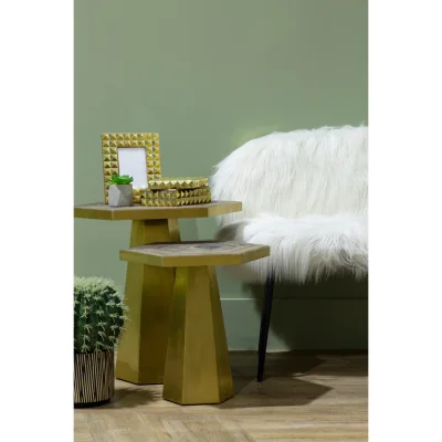The Range Titan Small Hexagon End Table - Gold