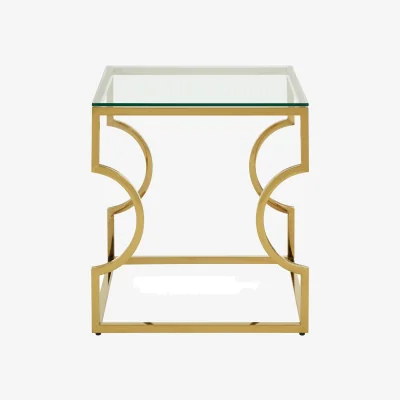 The Range Allure Curved Frame End Table - Gold
