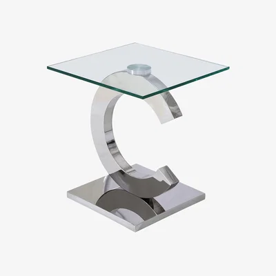 The Range Channel Silver Glass Side Table for Living Room - Silver