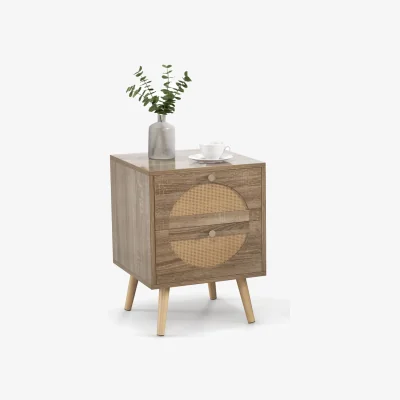 The Range Rattan Geometric Side Table - Brown