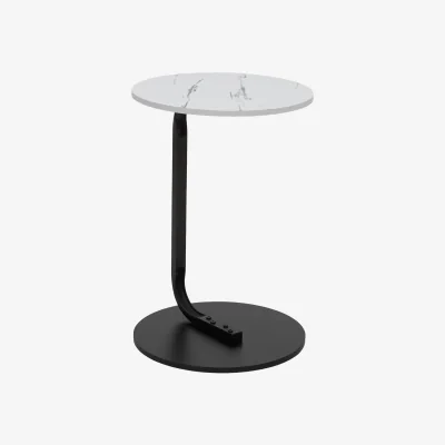 The Range Space Saving C Shaped Side Table - White & Black