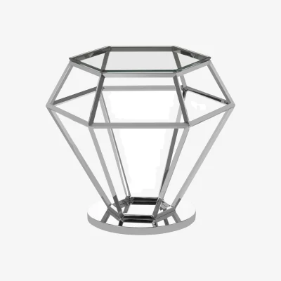 The Range Allure Silver Finish Diamond End Table - Silver