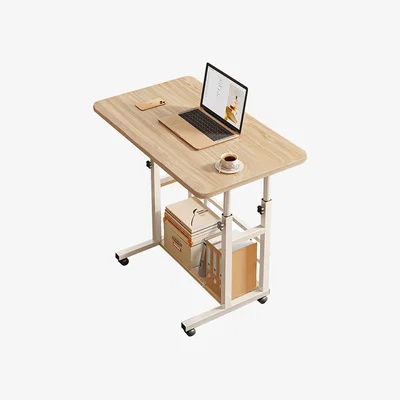The Range HomeScape Height-Adjustable Mobile Overbed Table with Castors - Light Wood
