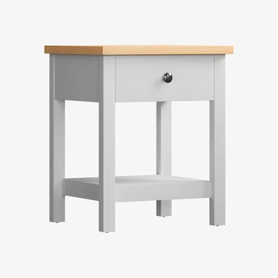 The Range Arlington 1 Drawer Side Table, Grey - White