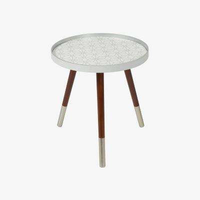 The Range Peretti Floral Design Table - White and Silver Top, Brown and Silver legs