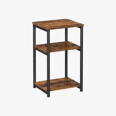 The Range 3 Tier Square Side Table With Steel Frame - Brown