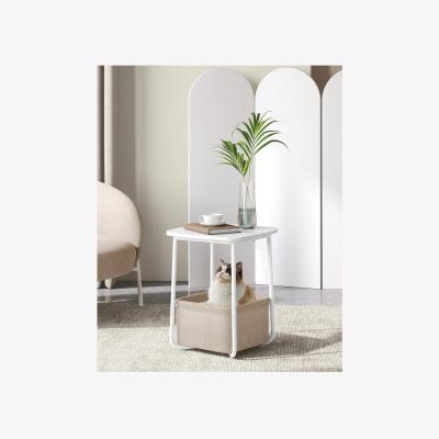 The Range VASAGLE Side Table with Fabric Basket - White
