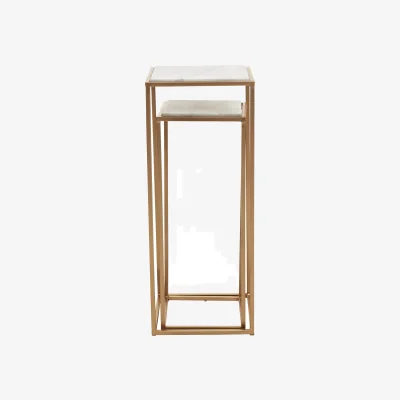 The Range Mandoli Nest Of 2 White Marble Top Square Side Tables - White