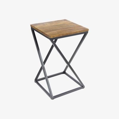 The Range Solid Mango Wood Dark Oak Finish Black Metal Lamp Table - Dark Oak Finish