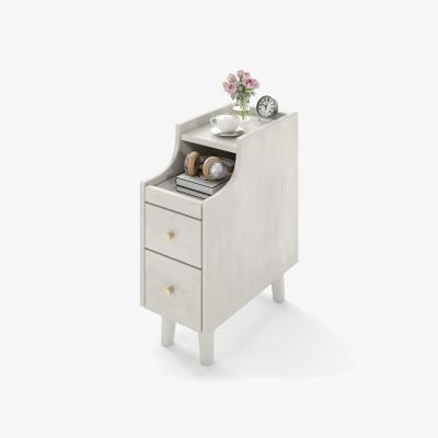 The Range Narrow Nightstand End Table - White