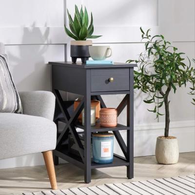 The Range Heston 1 Drawer Lamp Side Table Storage Unit - Charcoal - Charcoal