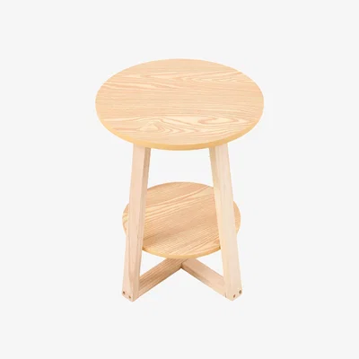 The Range Round Wooden Coffee Side Table with Two Tier - Light Wood