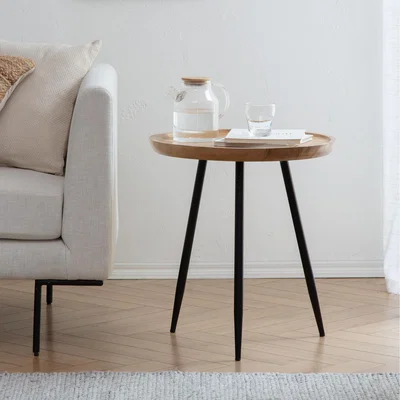 The Range Chevery Tri Pin Side Table - Natural and Black / 45.75cm