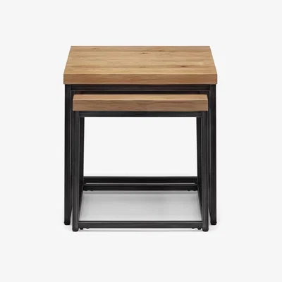 The Range Brooklyn Nesting Lamp Tables - Oak/Metal