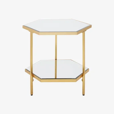 The Range Rio Gold and Mirror 2 Tier Side Table - Gold