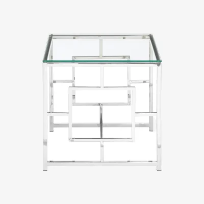 The Range Allure Clear Glass And Silver Base End Table - Silver