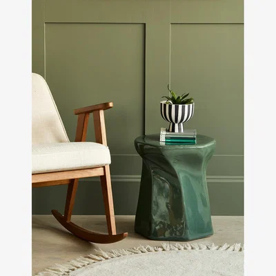 Rose & Grey Olive Green Glossy Side Table