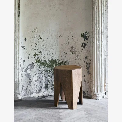 Rose & Grey Abstract Wooden Side Table
