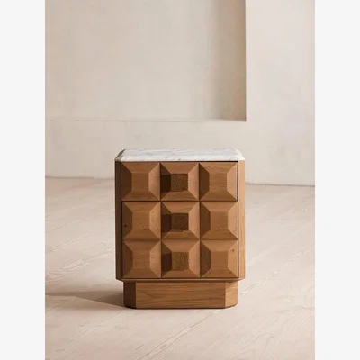 Soho Home Marius Bedside Table, Small, Arabescato Corchia Marble