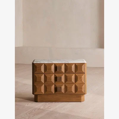 Soho Home Marius Bedside Table, Large, Arabescato Corchia Marble