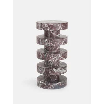 Soho Home Nelson Side Table, Rosso Levanto Marble, Tall