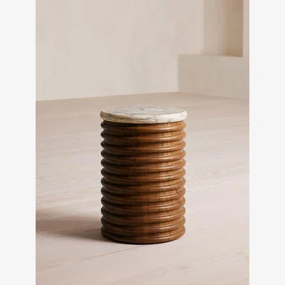 Soho Home Sacha Side Table, Green Lotus Marble