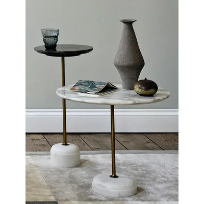 Soho Home Fleet Side Table, Large/Low, White Marble