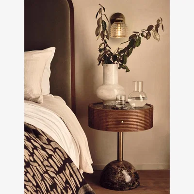 Soho Home Filip Bedside Table, Dark Emperador Marble