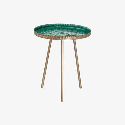 Teddy Beau Hill Interiors Aztec Collection Brass Embossed Ceramic Dipped Side Table