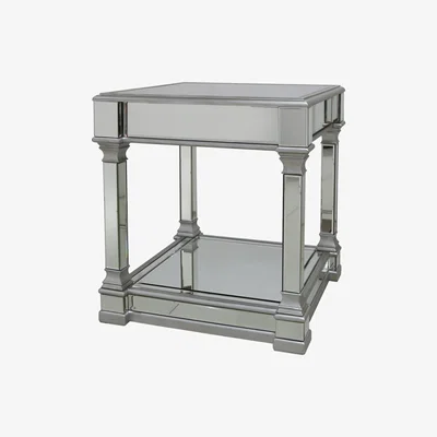 Teddy Beau Deco Home Athens Silver Mirrored End Side Table