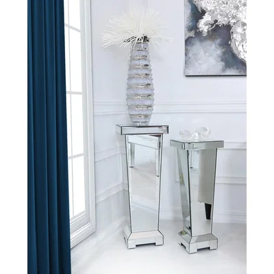 Teddy Beau Deco Home Classic Mirror Medium Mirrored Display Pedestal Side Table 70cm