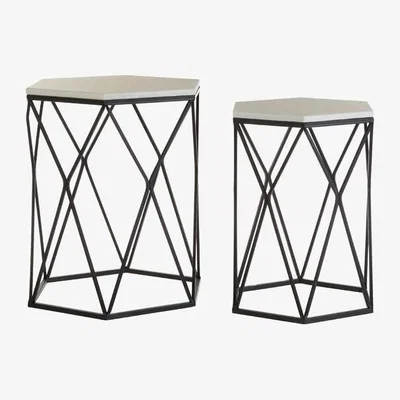 Teddy Beau Teddy's Collection Ashton Black Steel Side Tables