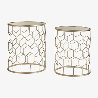 Teddy Beau Teddy's Collection Asher Champagne Round Side Tables