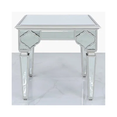 Teddy Beau Deco Home Sahara Marrakech Moroccan Silver Mirrored Square Side Table
