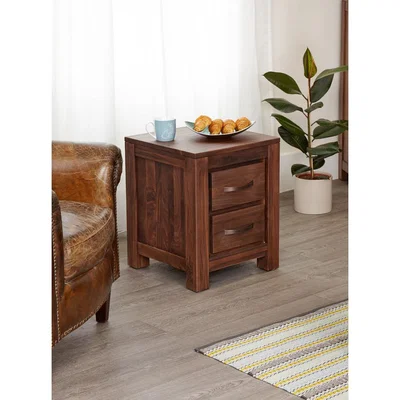 Teddy Beau Baumhaus Mayan Walnut Two Drawer Side Table
